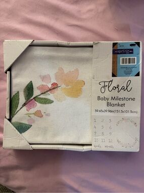 The Spring Shop Floral Baby Milestone Blanket - Pink, Yellow, Green